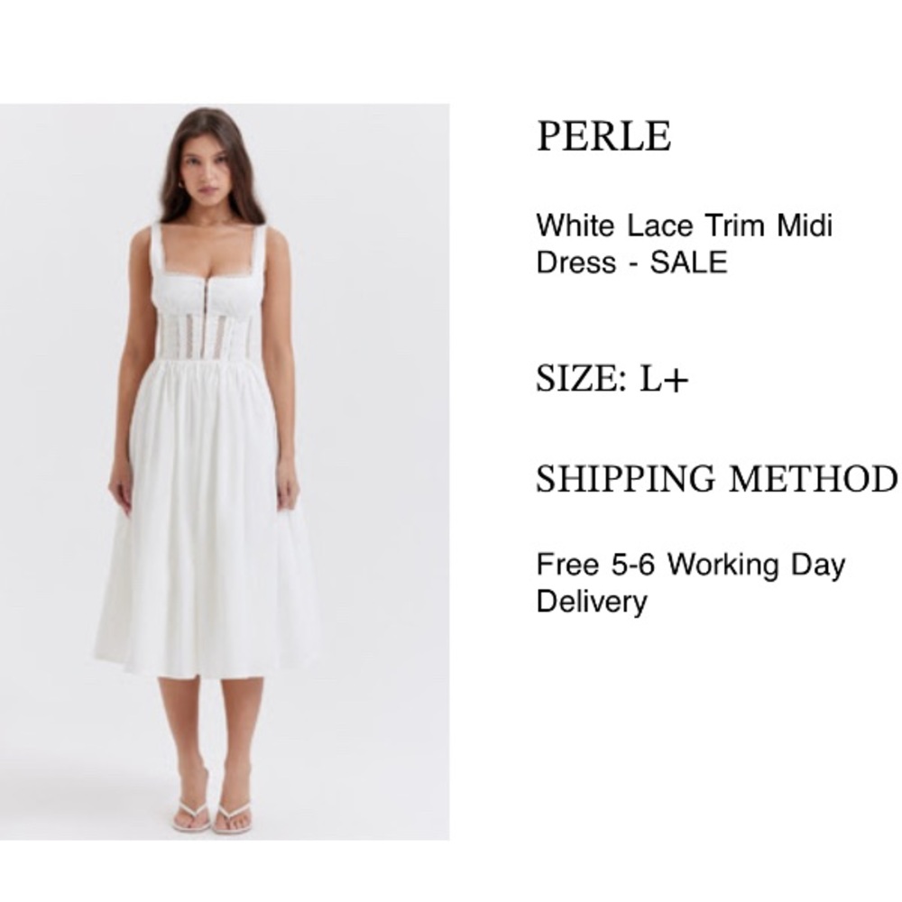 House of CB Elegant White Lace Midi Dress